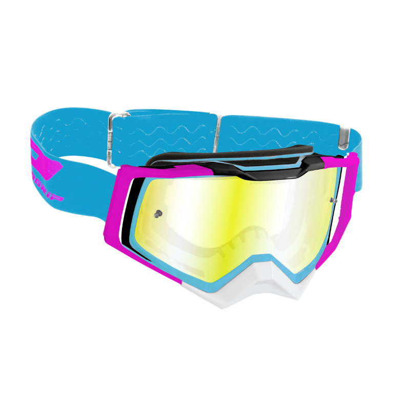 MASQUE-LUNETTES CROSS PROGRIP 3309 FL RAPID MULTILAYERED BLEU CLAIR-FUCHSIA-NOIR ECRAN MIROIR JAUNE ANTI-RAYURES-ANTI U.V.-ANTI-BUEE (HOMOLOGUE CE-EN-N° AC-96025 REV.2)