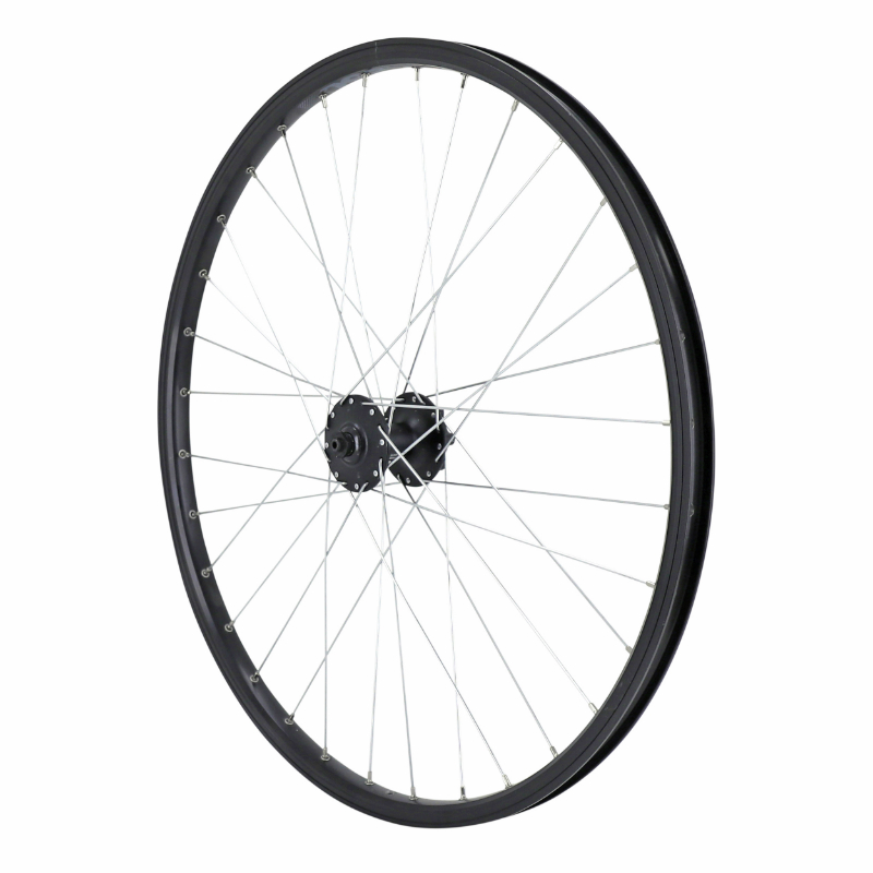 ROUE VTT DISQUE BLOCAGE 26\" M260 AVANT NOIR MOYEU SHIMANO M475 DISQUE 6 TROUS RAYON ARGENT