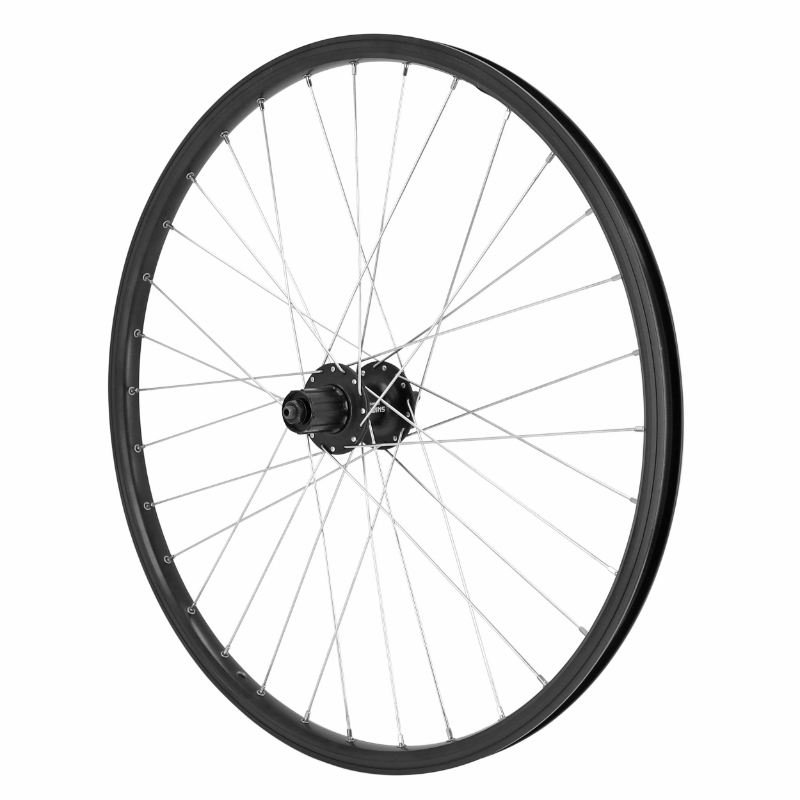 ROUE VTT DISQUE BLOCAGE 26\" M260 ARRIERE NOIR MOYEU SHIMANO M475 9-10-11V DISQUE 6 TROUS RAYON ARGENT