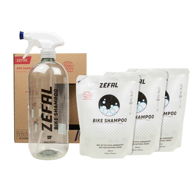 NETTOYANT VELO ZEFAL BIKE SHAMPOO (KIT COMPRENANT 1 PULVERISATEUR-VAPORISATEUR 1L TYPE AEROSOL ET X3 ECO RECHARGE 300ML) LABEL ECOCERT ECODETERGENT