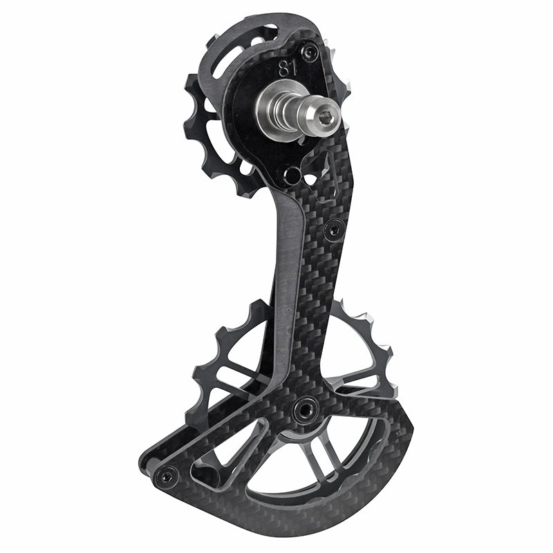 CHAPE DERAILLEUR OVERSIZE ROUTE ARRIERE COMPATIBLE SHIMANO ULTEGRA RD8150 - DURA-ACE 12V RD9250 (EN CARBONE AVEC ROULEMENT CERAMIQUE ET GALETS 12 ET 16DTS)