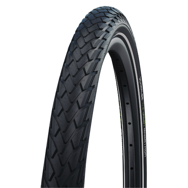 PNEU VTT URBAIN 27.5 X 2.15 SCHWALBE MARATHON GREEN NOIR TR (55-584)  RENFORT GREENGUARD FLANC REFLEX COMPATIBLE VAE