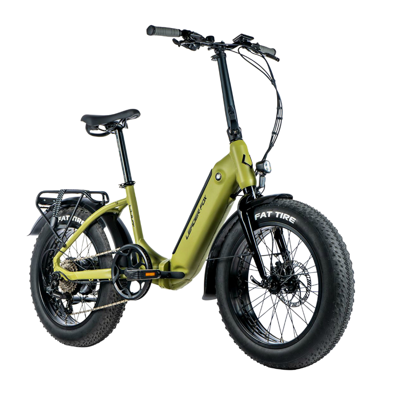 VELO ELECTRIQUE-VAE PLIANT FAT BIKE 20 LEADER FOX CODY MIXTE VERT KAKI MAT 7V MOTEUR ROUE AR BAFANG 36V 80NM BATTERIE 16AH