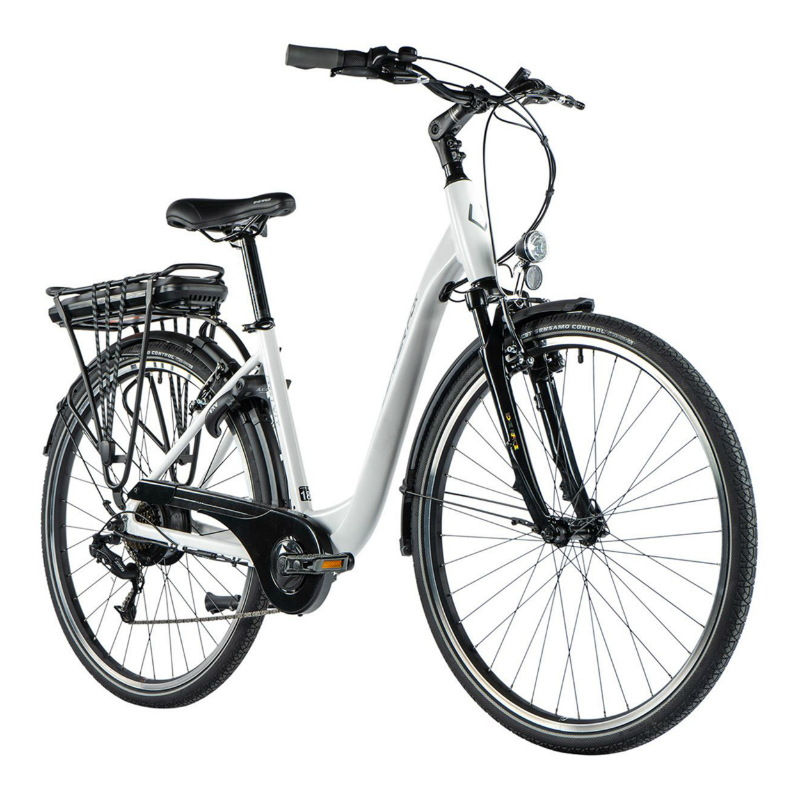 VELO ELECTRIQUE-VAE CITY 28 LEADER FOX PARK MIXTE BLANC BRILLANT 7V MOTEUR ROUE AR BAFANG 36V 45NM BATTERIE 15AH (20'' - H52CM - TAILLE L - POUR ADULTE DE 178CM à 185CM)