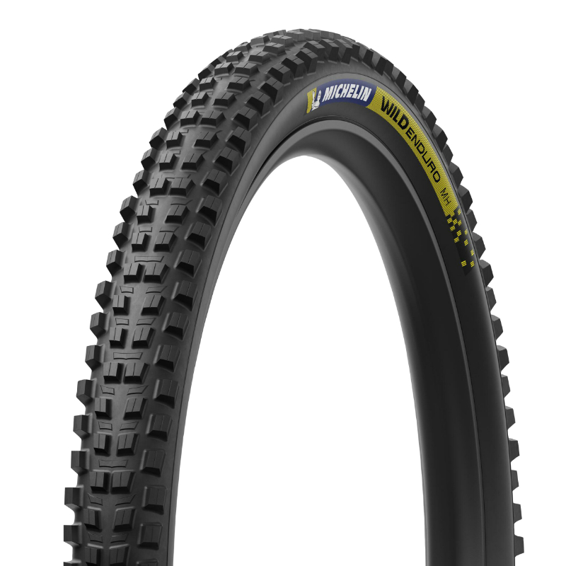 PNEU VTT GRAVITY 29 X 2.50 MICHELIN WILD ENDURO MH RACING LINE NOIR STICKERS BLEU-JAUNE TUBELESS READY TS (63-622)