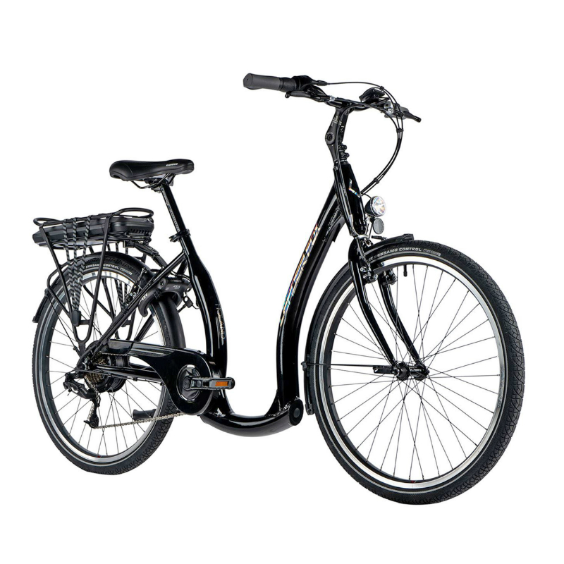 VELO ELECTRIQUE-VAE CITY 26 LEADER FOX HOLAND MIXTE NOIR 7V MOTEUR ROUE AR BAFANG 36V 45NM BATTERIE 15AH (17'' - H44CM - TAILLE M - POUR ADULTE DE 168CM à 178CM)