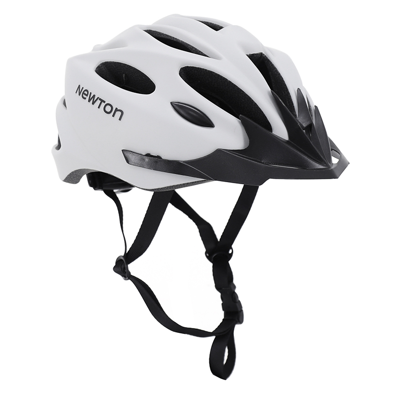 CASQUE VELO ADULTE NEWTON ROUTE-VTT SPORT GRIS CLAIR MAT IN-MOLD TAILLE 58-61 AVEC VISIERE ET LOCK (VENDU EN BOITE)