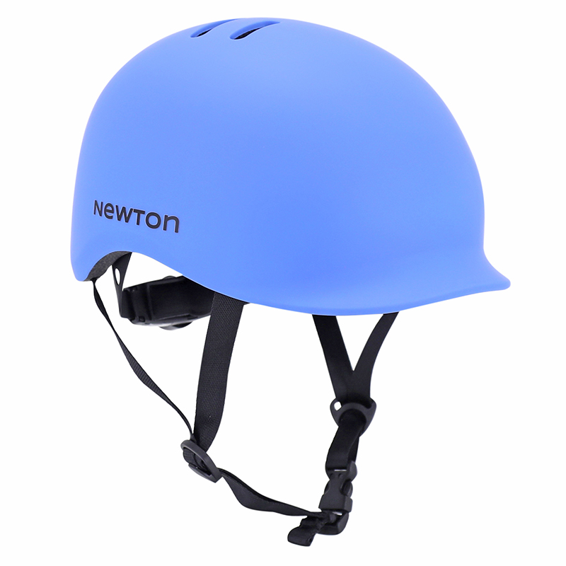 CASQUE VELO ADULTE NEWTON CITY URBAN BLEU MAT IN-MOLD AVEC VISIERE ET LOCK TAILLE 55-58 (VENDU EN BOITE) ECLAIRAGE INTEGRE SUR MOLETTE REGLAGE