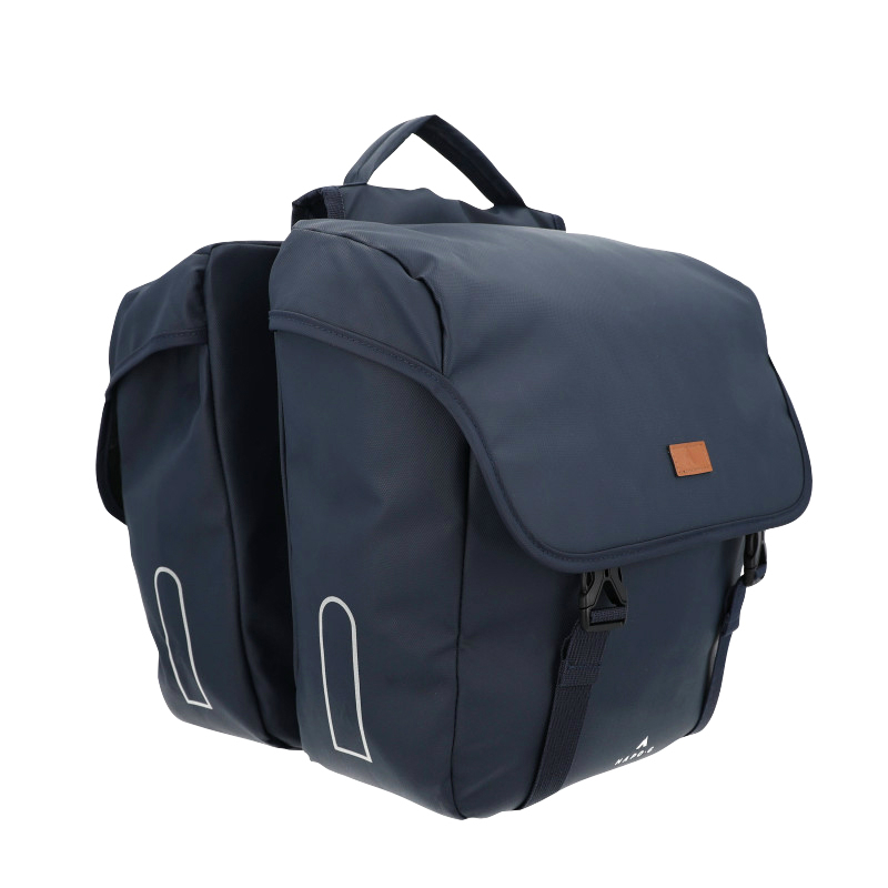 SACOCHE ARRIERE VELO DOUBLE HAPO.G 2X13,5L BLEU (35X34X13CM) - FIXATION SANGLES REGLABLES ET VELCROS SUR PORTE BAGAGE