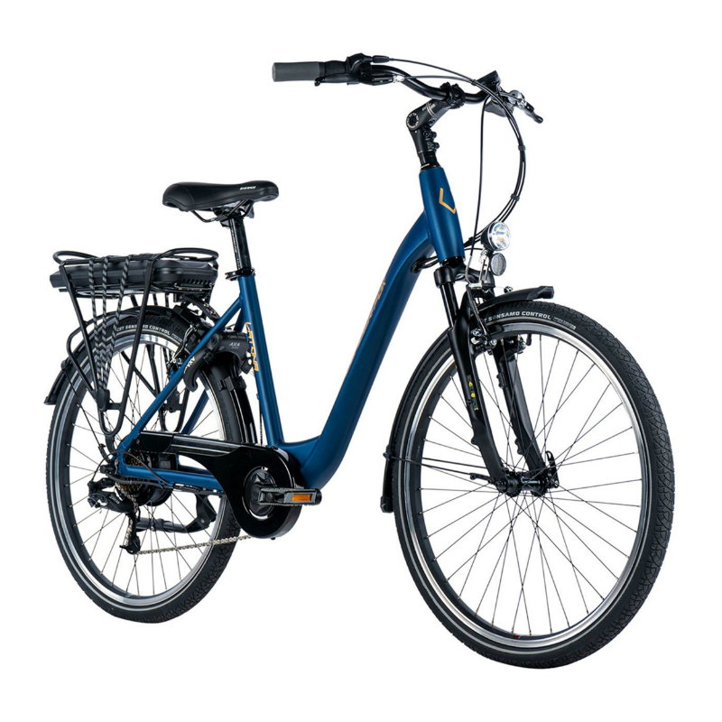 VELO ELECTRIQUE-VAE CITY 26 LEADER FOX LATONA MIXTE BLEU NUIT MAT 7V MOTEUR ROUE AR BAFANG 36V 45NM BATTERIE 15AH (16,5'' - H43CM - TAILLE S - POUR ADULTE DE 158CM à 168CM)