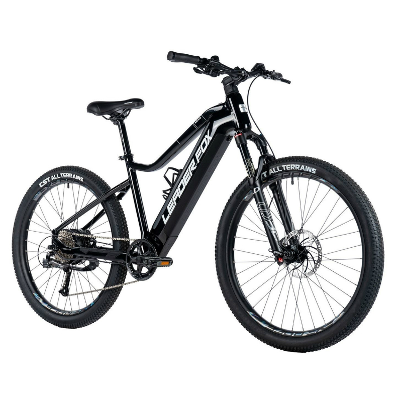 VELO ELECTRIQUE-VAE VTT 27,5 LEADER FOX ARIMO HOMME NOIR BRILLANT 9V MOTEUR ROUE AR BAFANG 36V 45NM BATTERIE 20AH (17,5'' - H45CM - TAILLE M - POUR ADULTE DE 168CM à 178CM)