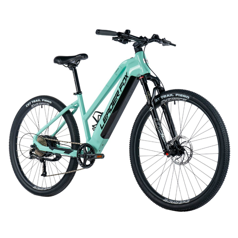 VELO ELECTRIQUE-VAE VTT 29 LEADER FOX ARIMO FEMME VERT CLAIR 9V MOTEUR ROUE AR BAFANG 36V 45NM BATTERIE 20AH (16,5'' - H43CM - TAILLE S - POUR ADULTE DE 158CM à 168CM)