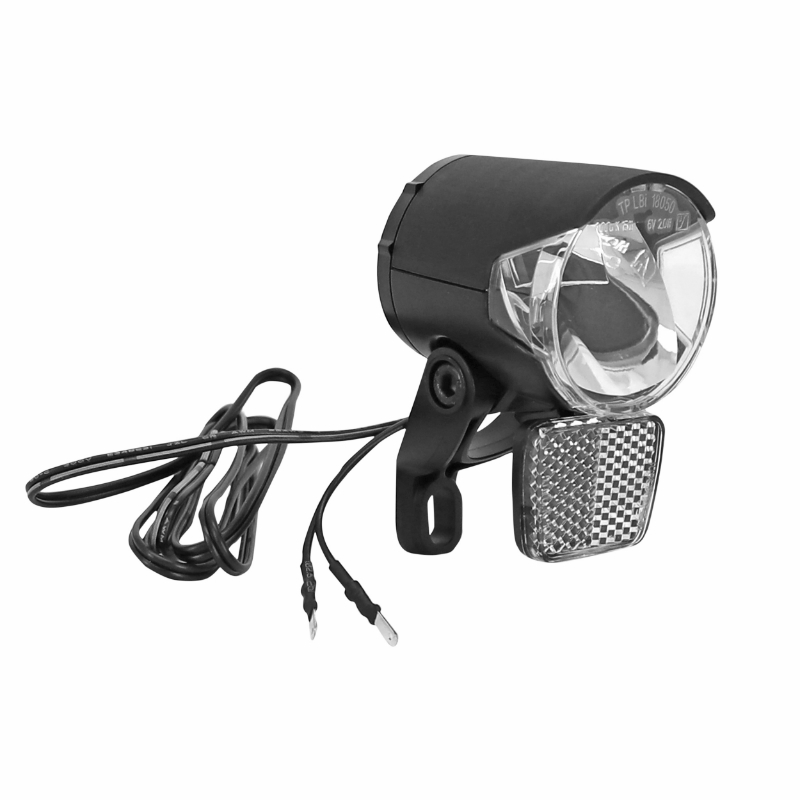 ECLAIRAGE VELO VAE - E-BIKE HERRMANS MR4 100 LUMENS NOIR AVANT (LIVRE AVEC PATTE SUR FOURCHE) 6V-2.4W  - (VENDU EN VRAC POUR ATELIER)