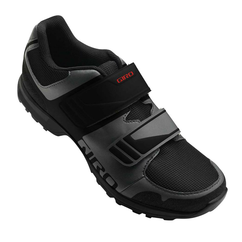 CHAUSSURE GRAVEL - VTT GIRO BERM K257 NOIR-GRIS FONCE T40 FIXATION DOUBLE VELCRO COMPATIBLE SPD (PAIRE)