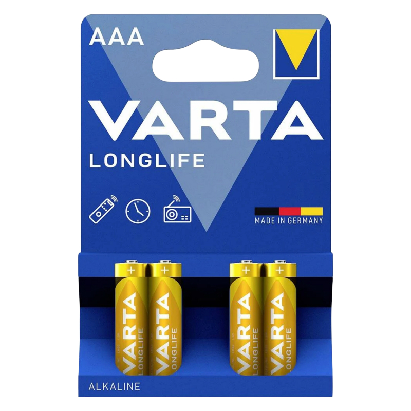 PILE LR03  1.5V  VARTA ALCALINE LONGLIFE LR03 - AAA (VENDU PAR 4)