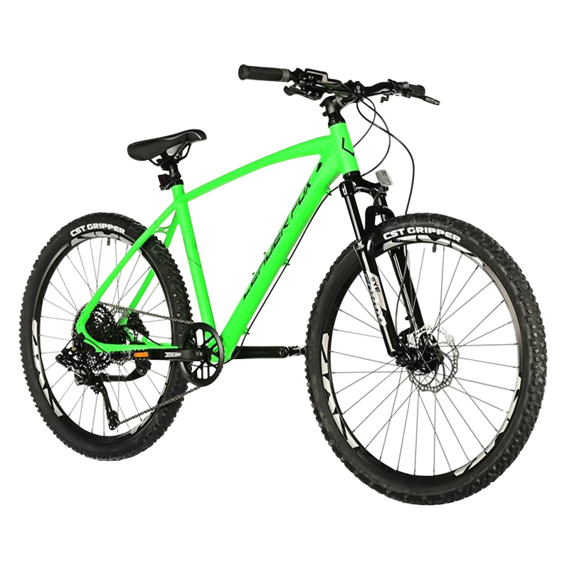 VELO MUSCULAIRE VTT 26 LEADER FOX FACTOR 2025 GARCON VERT FLUO MAT 9V CADRE 14 POUCES (TAILLE ENFANT 140 à 148 CM)