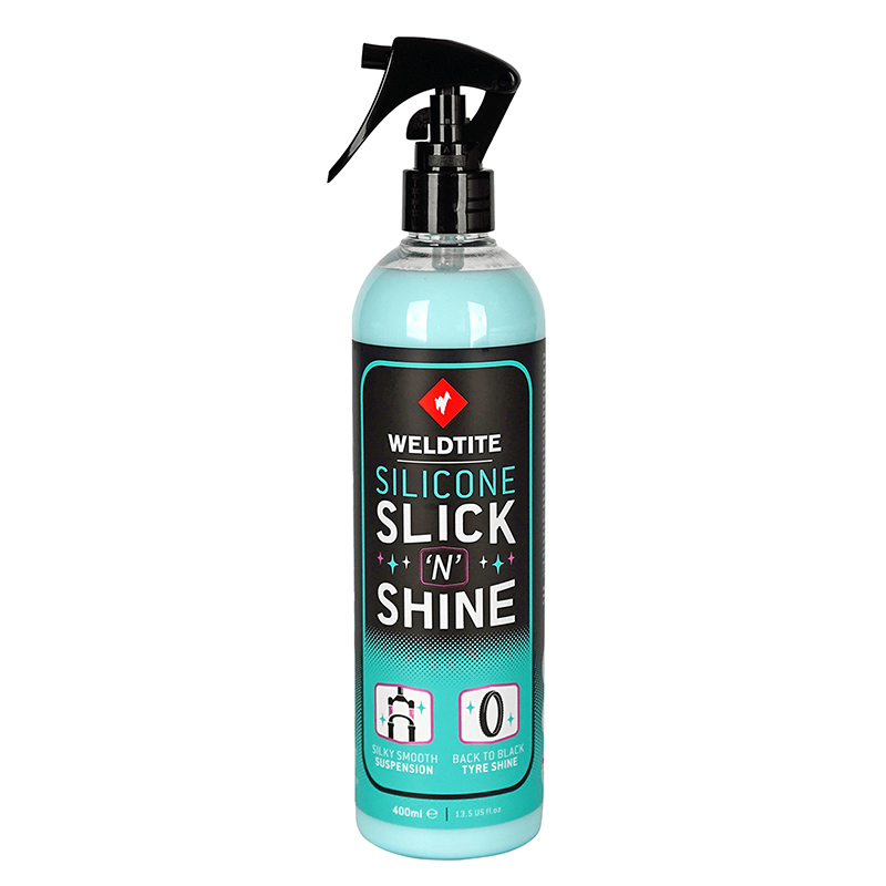 NETTOYANT VELO WELDTITE POUR FOURCHE ET PNEU SILICONE SLICK N SHINE (SPRAY 400ML)