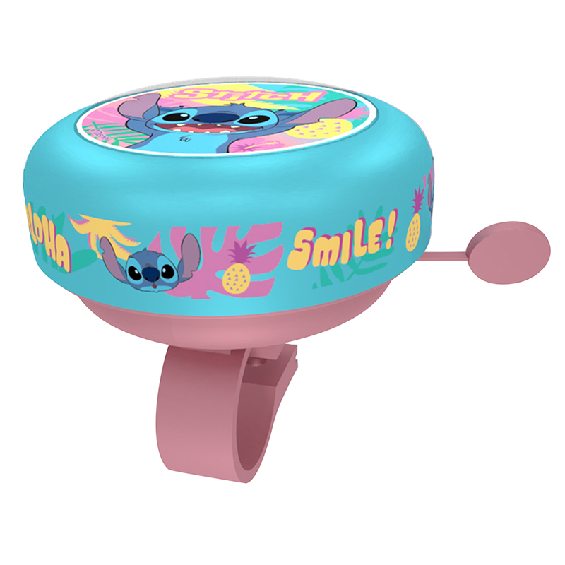 SONNETTE ENFANT TIMBRE DISNEY STITCH BLEU-ROSE 55MM (VENDU A L'UNITE)