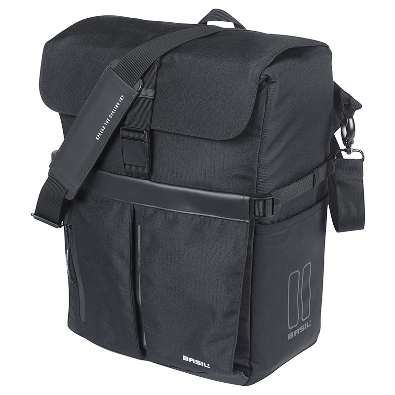 SACOCHE ARRIERE VELO LATERALE SAC BANDOULIERE BASIL MOVE COMMUTER NOIR DROIT-GAUCHE 15L FIXATION MIK HOOKS POUR PORTE BAGAGE SACOCHE ARRIERE VELO LATERALE SAC BANDOULIERE BASIL MOVE COMMUTER NOIR DROIT-GAUCHE 15L FIXATION MIK HOOKS POUR PORTE BAGAGE