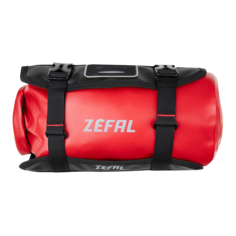 SACOCHE DE CINTRE-GUIDON VELO ZEFAL Z ADVENTURE F5 ROUGE ETANCHE FIXATION AUTO-AGGRIPANTES - CLIPS (L 150 X L 380 X H 150MM - 5LITRES) CHARGE MAXI 4KGS