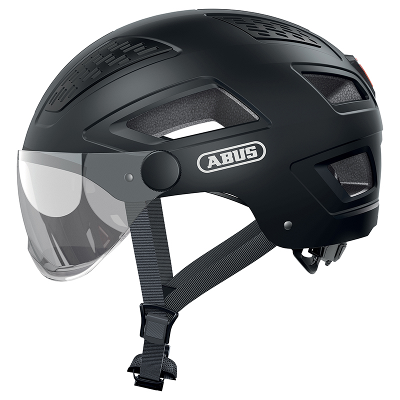 CASQUE VELO ADULTE ABUS URBAIN HYBAN 2.0 ACE VELOURS NOIR ECLAIRAGE INTEGRE TAILLE L (56-61CM) REGLAGE MOLETTE