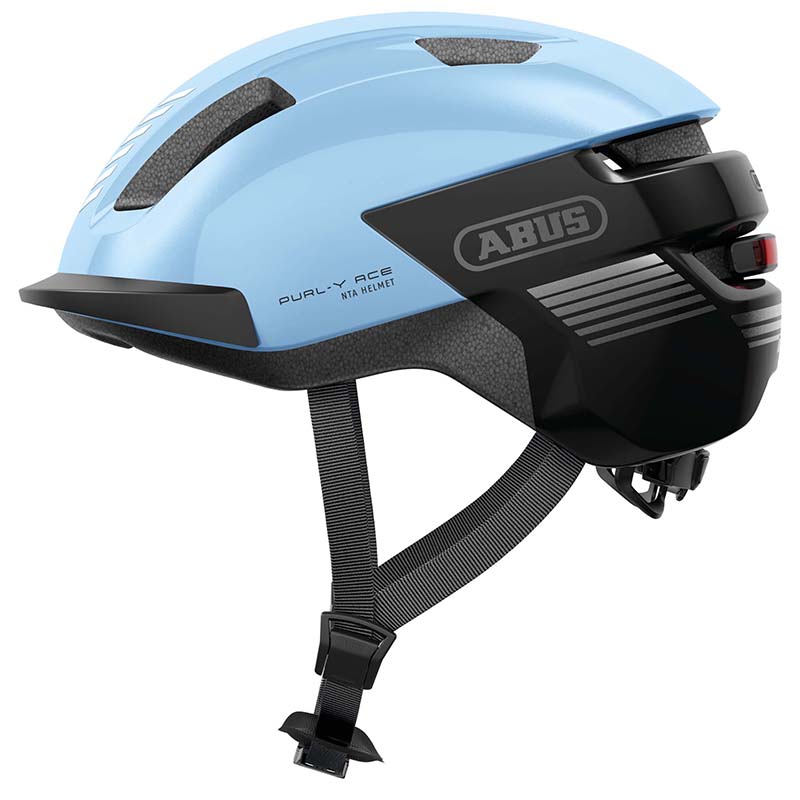 CASQUE VELO ADULTE ABUS URBAIN PURL-Y ACE BLEU GLACIER ECLAIRAGE INTEGRE TAILLE L (57-61CM) REGLAGE MOLETTE (COMPATIBLE S-PEDELEC)