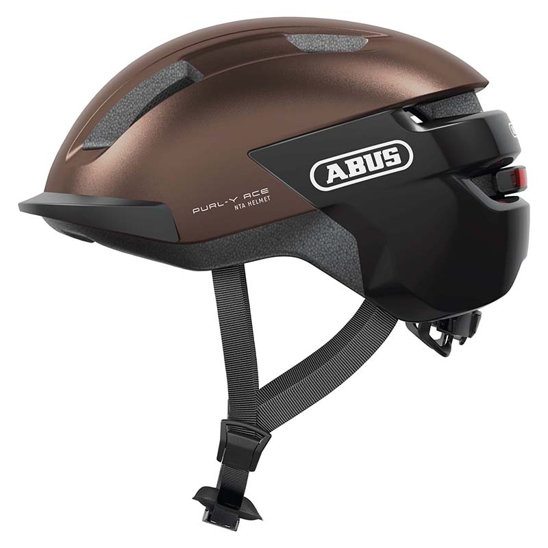 CASQUE VELO ADULTE ABUS URBAIN PURL-Y ACE MARRON ECLAIRAGE INTEGRE TAILLE L (57-61CM) REGLAGE MOLETTE (COMPATIBLE S-PEDELEC)