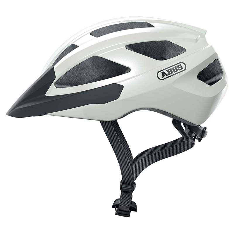 CASQUE VELO ADULTE ABUS ROUTE MACATOR BLANC PERLE TAILLE   S (51-55CM) REGLAGE MOLETTE