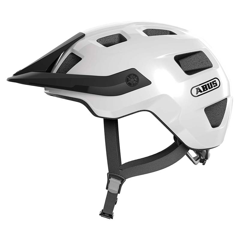 CASQUE VELO ADULTE ABUS VTT MOTRIP BLANC BRILLANT TAILLE L (57-61CM) REGLAGE MOLETTE