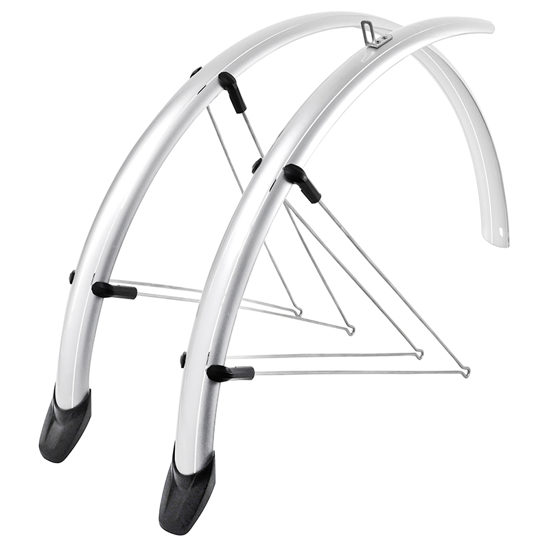 GARDE BOUE CITY-VTC TRINGLES 28'' EUROFENDER RAPIDO 46MM ARGENT (PAIRE) AVEC FIXATION RAPIDO