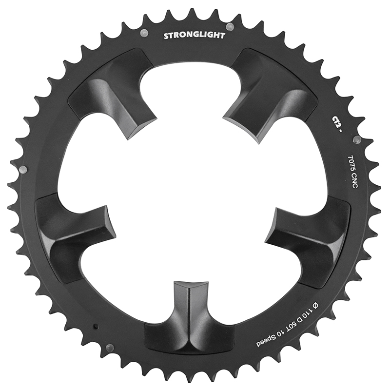 PLATEAU ROUTE 5BRA D.110 POUR SHIMANO DURA ACE 7950  STRONGLIGHT 50DTS EXTERIEUR NOIR CT2  10V.