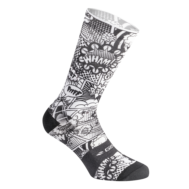 CHAUSSETTES-SOCQUETTES ETE GIST TRENDY COMICS NOIR ET BLANC 38-42 ECOLOGIQUE - HAUTEUR 20 CM (PAIRE)   -5863