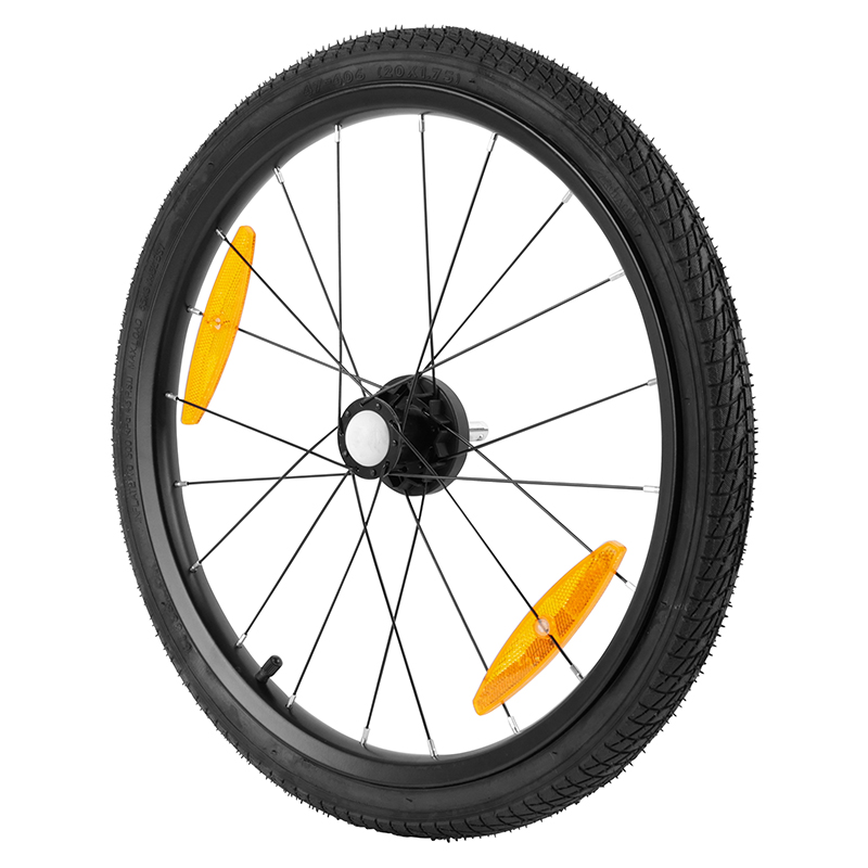 ROUE REMORQUE VELO 20" MOYEU FUSEE RAYON AVEC PNEU + CHAMBRE (GAUCHE)  - POUR REMORQUE 161054