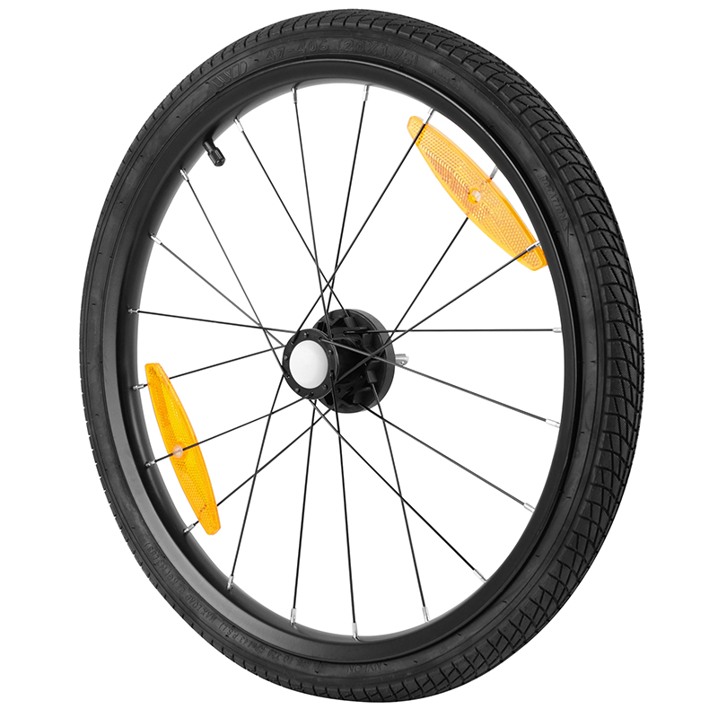 ROUE REMORQUE VELO 20" MOYEU FUSEE RAYON AVEC PNEU + CHAMBRE (DROITE)  - POUR REMORQUE 161054