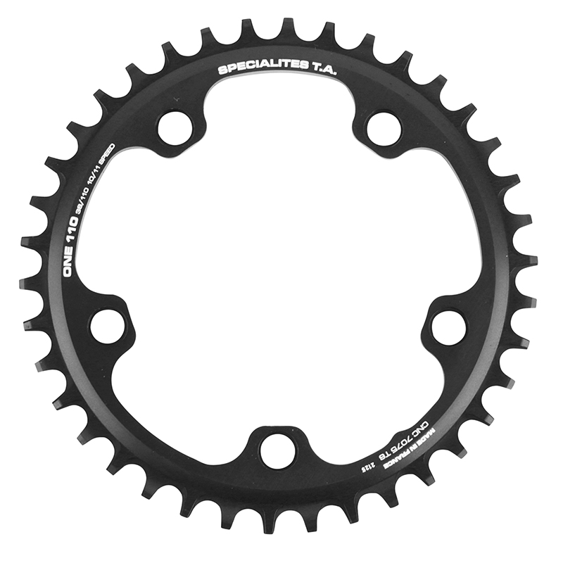 PLATEAU GRAVEL 5BRA D.110 POUR SHIMANO GRX MONO TA 110 ONE 38DTS COMPATIBLE SHIMANO-SRAM NOIR 10-11-(12V SRAM) PLATEAU GRAVEL 5BRA D.110 POUR SHIMANO GRX MONO TA 110 ONE 38DTS COMPATIBLE SHIMANO-SRAM NOIR 10-11-(12V SRAM)