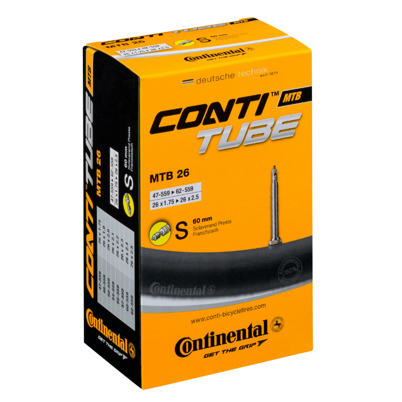 CHAMBRE A AIR VELO 26 X 1.75-2.50 CONTINENTAL VALVE PRESTA OBUS DEMONTABLE 52MM