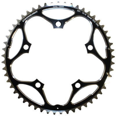 PLATEAU ROUTE 5BRA D.130 STRONGLIGHT 53DTS EXTERIEUR NOIR ALU 7075 TYPE SHIMANO  11-10V.