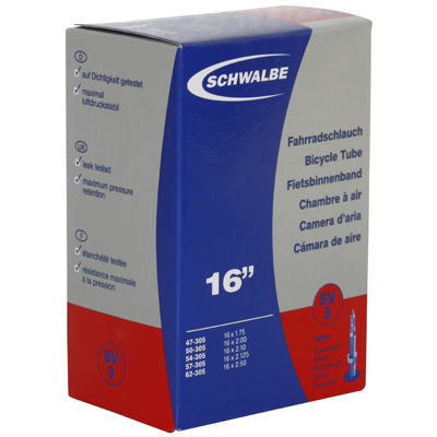 CHAMBRE A AIR VELO 16 X 1.75-2.50 SCHWALBE VALVE PRESTA (47-62X305) (SV3)