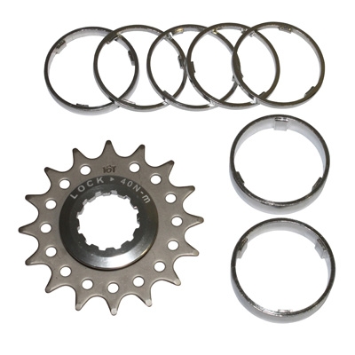 KIT ADAPTATION SINGLE SPEED POUR PIGNON 16DTS SUR CORPS CASSETTE TYPE SHIMANO (AVEC ENTRETOISES)