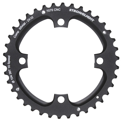 PLATEAU VTT 4BRA D.104 POUR SRAM XO FILETE 10V. STRONGLIGHT DOUBLE 38DTS EXTERIEUR NOIR - EPAISSEUR 5MM FILETE 10V.