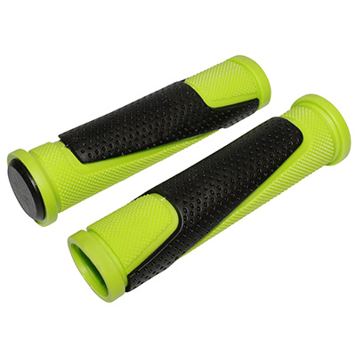 POIGNEE VTT NEWTON BI-MATIERE VERT-NOIR L130MM (PAIRE)