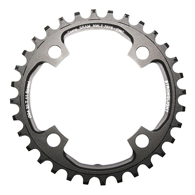 PLATEAU VTT 4BRA D.94 POUR SRAM X01 STRONGLIGHT 32DTS MONO NOIR ALU 7075 11V. NARROW WIDE - EPAISSEUR 5MM