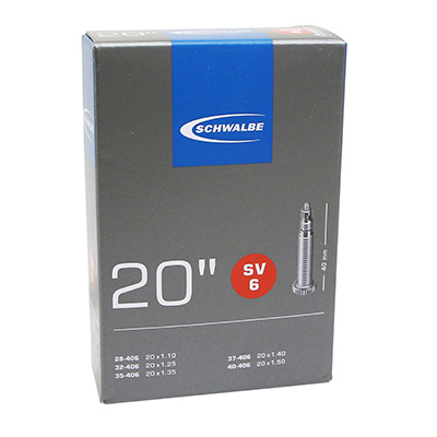 CHAMBRE A AIR VELO 20 X 1 1-8 SCHWALBE VALVE PRESTA (28-406 à 40-406) (SV6)