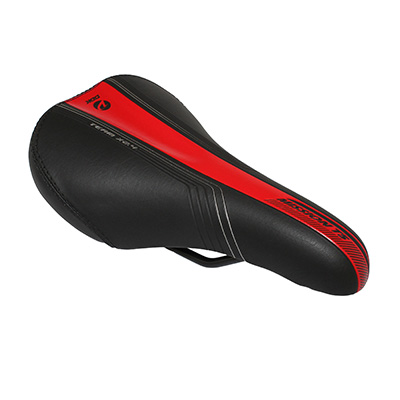 SELLE JUNIOR NEWTON MISSION NOIR DECO ROUGE-ARGENT 240X160MM RAIL ACIER NOIR