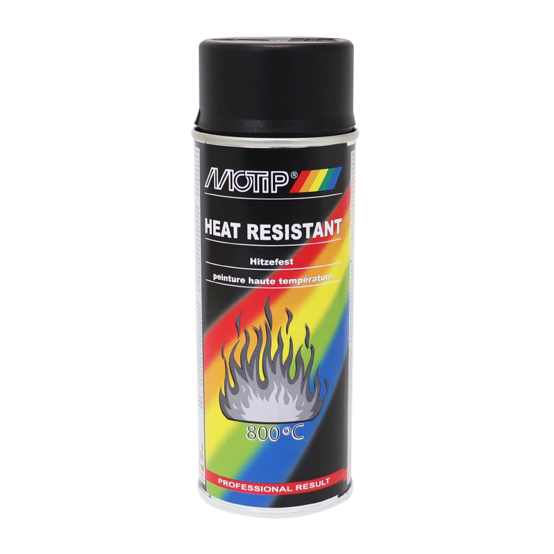 BOMBE DE PEINTURE MOTIP PRO HAUTE TEMPERATURE 800 NOIR AEROSOL 400ML (04031)