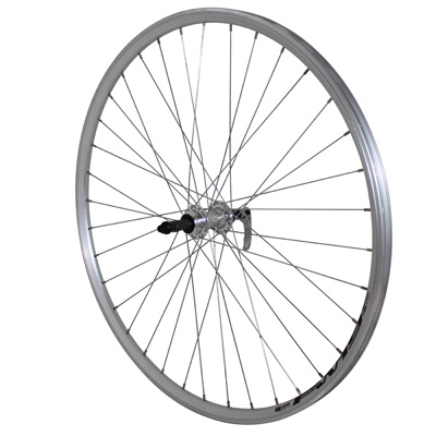 ROUE VTC PATIN BLOCAGE 700 X 35 - 28" ER10 ARGENT ARRIERE MOYEU ALU ROUE LIBRE 7-6V 36 RAYONS JANTE 19C