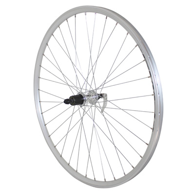 ROUE VTC PATIN BLOCAGE 700 X 35 - 28\" ER10 ARGENT ARRIERE MOYEU QC300 CASSETTE 10-9-8V 36 RAYONS JANTE 19C