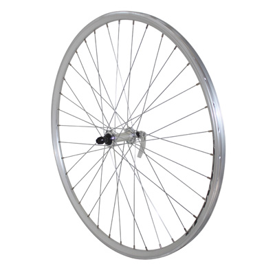 ROUE VTC PATIN BLOCAGE 700 X 35 - 28\" ER10 ARGENT AVANT MOYEU ALU 36 RAYONS JANTE 19C