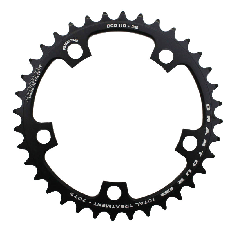 PLATEAU ROUTE 5BRA D.110 MICHE 36DTS INTERIEUR TYPE SHIMANO ET CAMPAGNOLO ALU NOIR 9-10V.