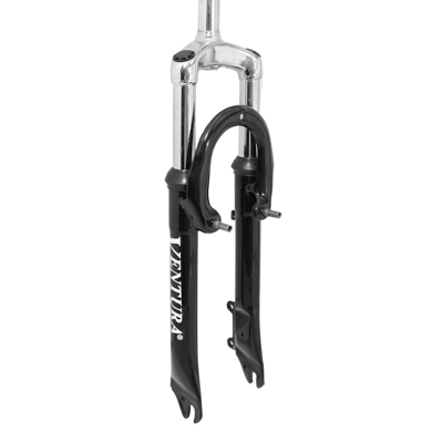 FOURCHE VTT 24 " M-W A SUSPENSION ACIER RESSORT-ELASTOMERE NOIR DEB. 50MM PIVOT (220-130MM) FILETE 1"-22,2 INTERIEUR (MONTAGE DISQUE + V-BRAKE)